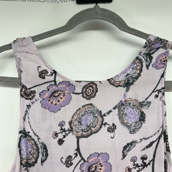 Free People Lavender Floral Mini Dress with Blue Waist Panel - Picture 4 of 9